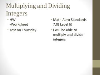 Multiplying and Dividing Integers