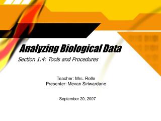 Analyzing Biological Data