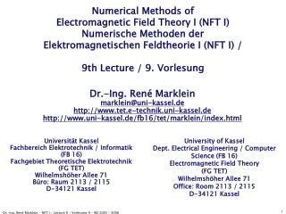 Universität Kassel Fachbereich Elektrotechnik / Informatik (FB 16)