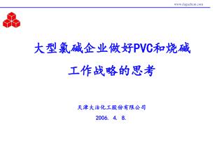 大型氯碱企业做好 PVC 和烧碱 工作战略的思考 天津大沽化工股份有限公司 2006. 4. 8.