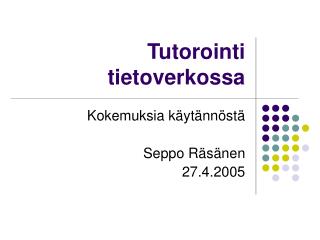 Tutorointi tietoverkossa