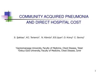 COMMUNITY ACQUIRED PNEUMONIA AND DIRECT HOSPITAL COST