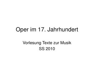 Oper im 17. Jahrhundert