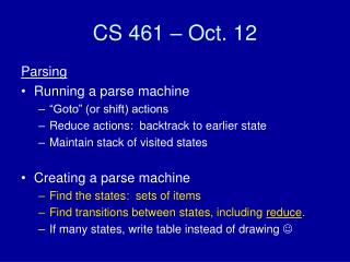 CS 461 – Oct. 12