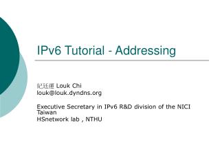 IPv6 Tutorial - Addressing