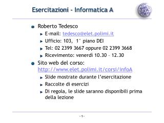 Esercitazioni - Informatica A