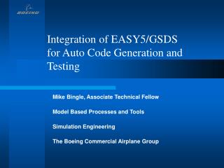 Integration of EASY5/GSDS for Auto Code Generation and Testing