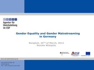 Gender Equality and Gender Mainstreaming in Germany