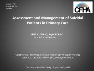 Assessment and Management of Suicidal Patients in Primary Care