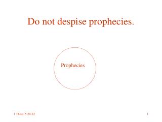 Do not despise prophecies.