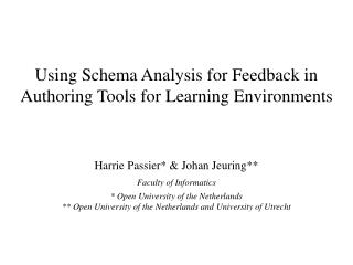 Using Schema Analysis for Feedback in Authoring Tools for Learning Environments