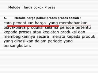 Metode Harga pokok Proses