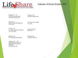 October 15 th – 18 th AOPO HR and Financial Management Councils Meeting San Antonio, TX.