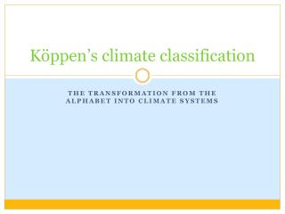 Köppen’s climate classification