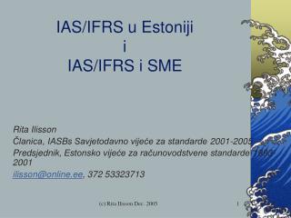 IAS /IFRS u Estoni ji i IAS/IFRS i SME