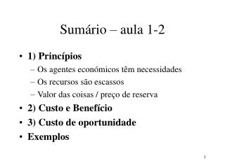 Sumário – aula 1-2