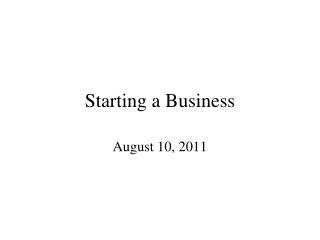 Starting a Business