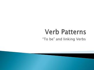 Verb Patterns