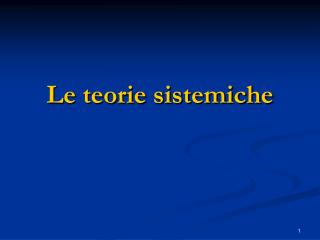 Le teorie sistemiche