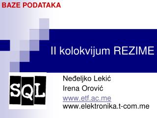 II kolokvijum REZIME