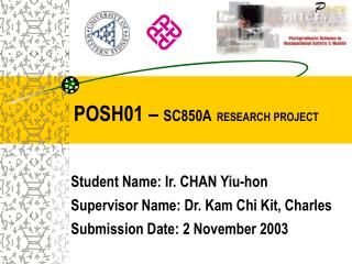 POSH01 – SC850A RESEARCH PROJECT