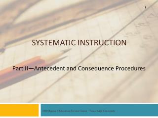 SYSTEMATIC INSTRUCTION