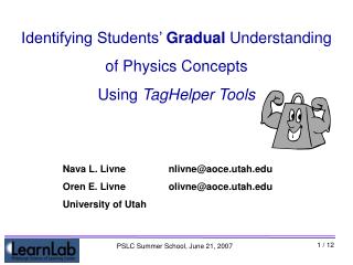 Identifying Students’ Gradual Understanding of Physics Concepts Using TagHelper Tools