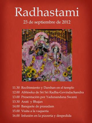 Radhastami 23 de septiembre de 2012