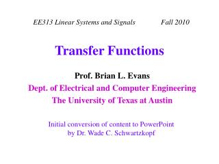 Transfer Functions