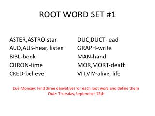 ROOT WORD SET #1