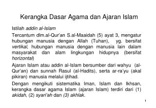 Kerangka Dasar Agama dan Ajaran Islam