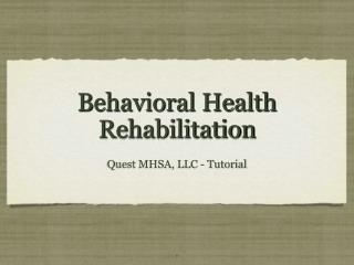 Behavioral Health Rehabilitation