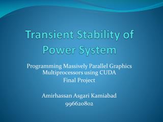 Transient Stability of Power System