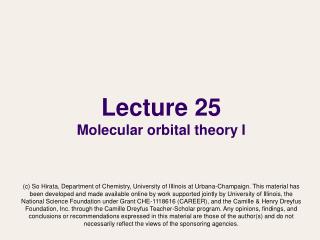 Lecture 25 Molecular orbital theory I