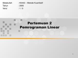 Pertemuan 2 Pemrograman Linear