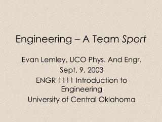 Engineering – A Team Sport