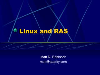 Linux and RAS