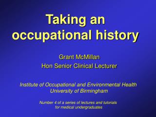Taking an occupational history