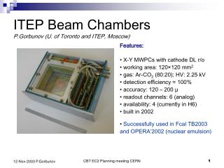 ITEP Beam Chambers P.Gorbunov (U. of Toronto and ITEP, Moscow)