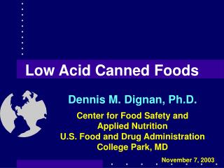 Low Acid Canned Foods