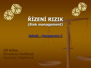 ŘÍZENÍ RIZIK (Risk management) Referát – Management II