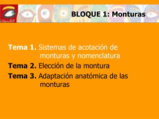 BLOQUE 1: Monturas