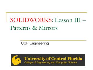 SOLIDWORKS : Lesson III – Patterns &amp; Mirrors