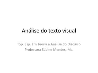 Análise do texto visual