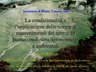 Paolo Bazzoffi CRA-Consiglio per la Ricerca e la Sperimentazione in Agricoltura,