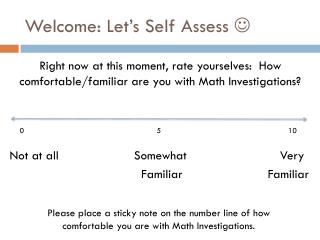 Welcome: Let’s Self Assess 