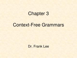 Chapter 3 Context-Free Grammars