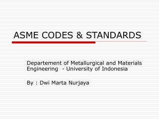 ASME CODES &amp; STANDARDS