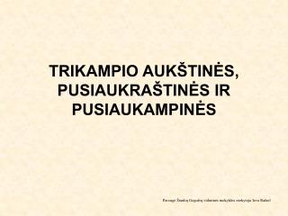 TRIKAMPIO AUKŠTINĖS, PUSIAUKRAŠTINĖS IR PUSIAUKAMPINĖS