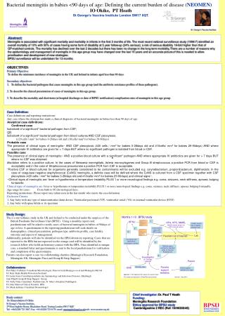 Bacterial meningitis in babies &lt;90 days of age: Defining the current burden of disease ( NEOMEN)